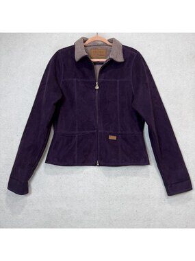 Outback Trading Company Jacket Womens Medium Purple Microsuede Fleece Lined Zip